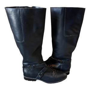 Nine West navy blue leather riding boots